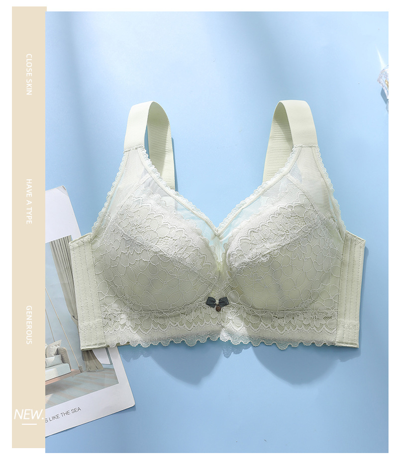 Non-magnetic lace latex plus-size lingerie, thin 0.2CM, large bust, small look, gathering adjustable bra, no underwire for women pic 22