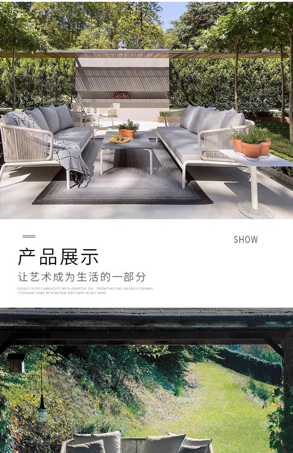 Outdoor leisure furniture, rattan sofa combination, open-air balcony rattan chair, model room, courtyard garden sofa, living room pic 4