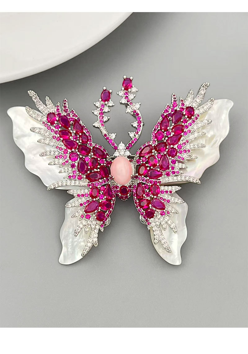 轻奢高级感天然贝母蝴蝶胸针铜合金镶锆石女王贝奢华大气衣饰别针详情13