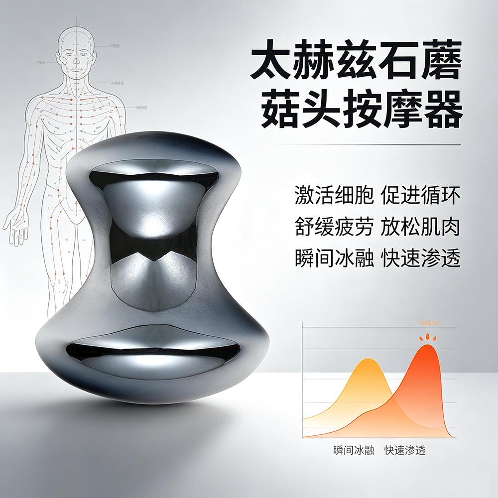日韩太赫兹能量石刮痧板蘑菇头按摩器美容院同款面部经络按摩礼物详情20