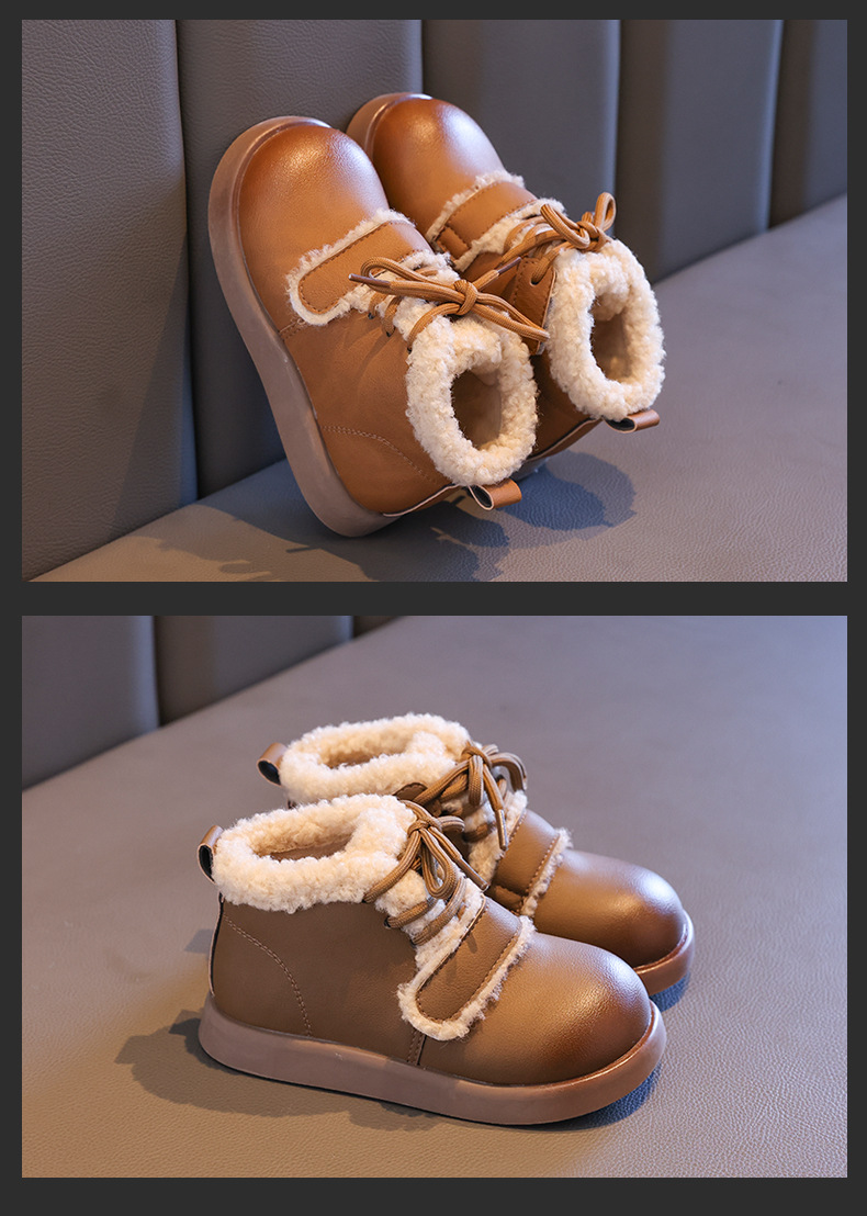 女童短筒棉靴2024冬新款中大童宝宝防滑加绒加厚棉鞋儿童保暖短靴详情13