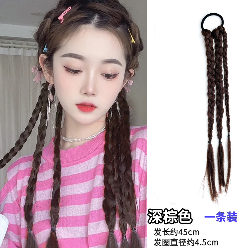 甜酷y2k假发辫子马尾绑发圈脏脏辫女拳击辫发饰儿童编发神器头绳详情10