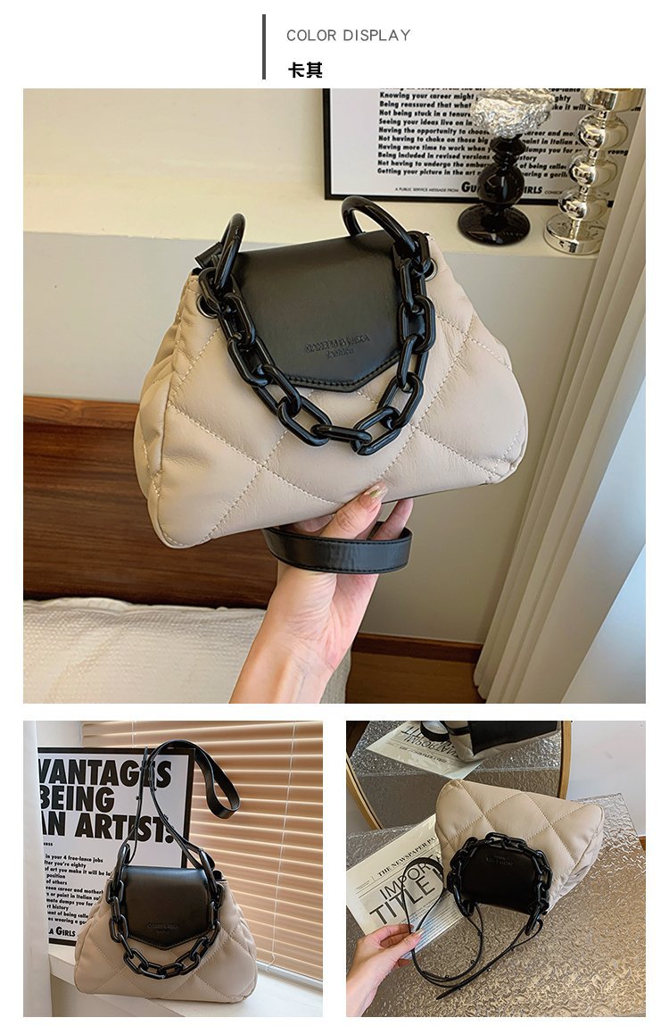 包包女2024新款菱格绣线拼接链条饺子包洋气潮流单肩斜挎手提包包详情18