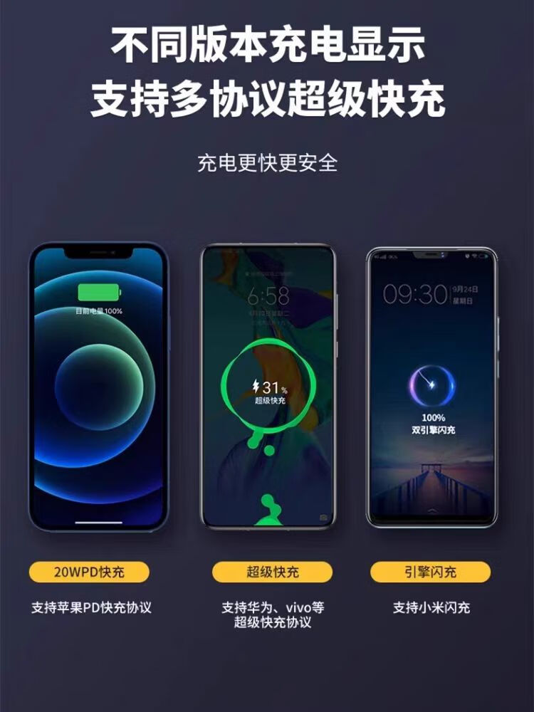 四线移动电源充电宝可上飞机大容量适用小米华为苹果闪充长续航详情1