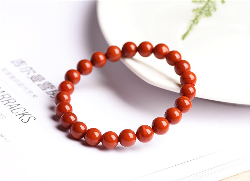 Jiuya Crystal Natural Nan Hong Agate Loose Bead Bracelet, Persimmon Red Agate Round Bead Bracelet Factory Direct Sales pic 8