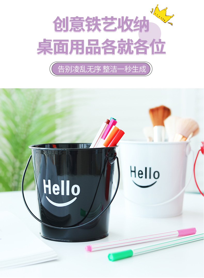 铁皮小提桶金属铁艺花桶收纳小桶阳台绿植多肉种植套盆桌面装饰桶详情3