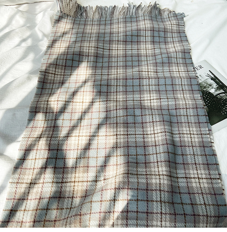 一件代发格子围巾女秋冬学生新款围脖韩系流苏高级氛围感保暖情侣百搭披肩地摊批发详情35