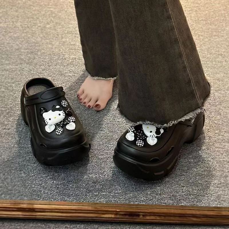 洞洞鞋女夏季2024新款网红时尚户外穿厚底增高防滑沙滩包头半拖鞋详情11