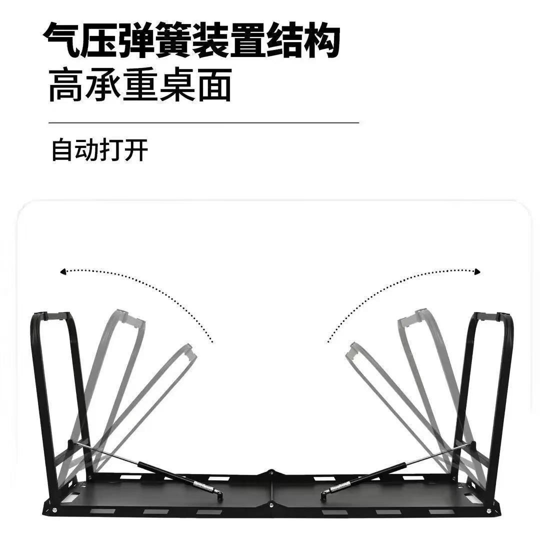 户外战术液压折叠桌碳钢野餐露营户外烧烤桌便携收纳半自动打开桌详情11