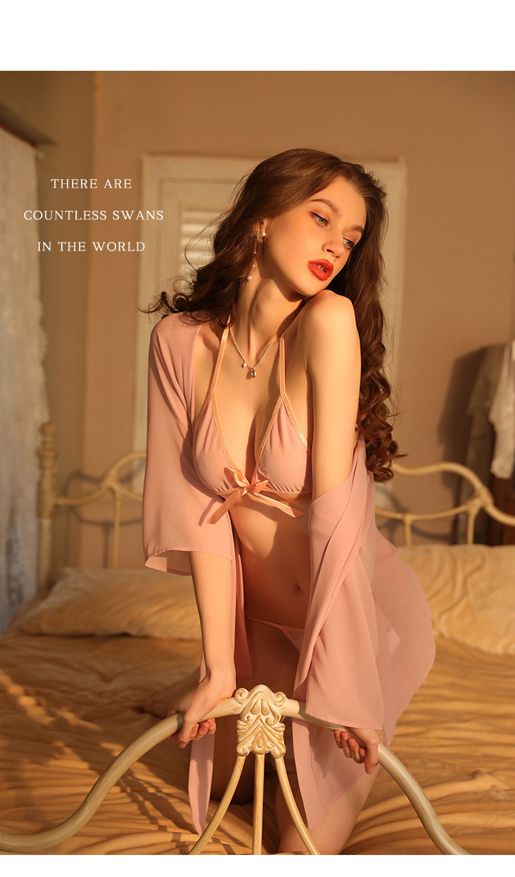 Sexy three-point underwear and outerwear two-piece set, light and transparent couple atmosphere home wear, fun pajamas 9005 pic 14