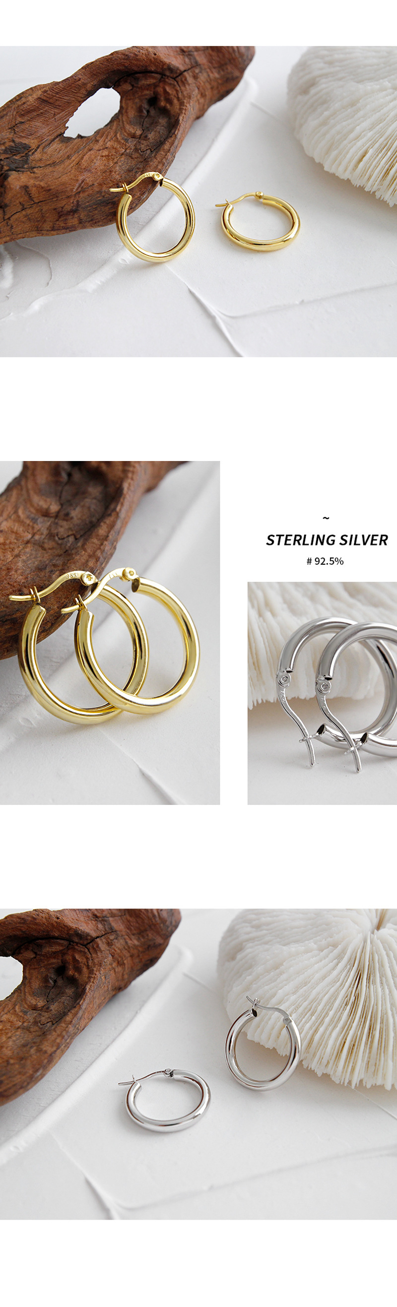 YEA492 Korean version S925 sterling silver earrings, minimalist geometric circular ring earrings, ear buckles, niche and elegant silver earrings pic 6