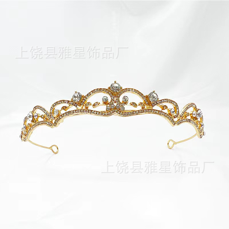 Nuevo estilo simple strass tocados de novia de alta gama de lujo aleación con diamantes corona novia aros de pelo vestido de novia accesorios de pelo pic 6