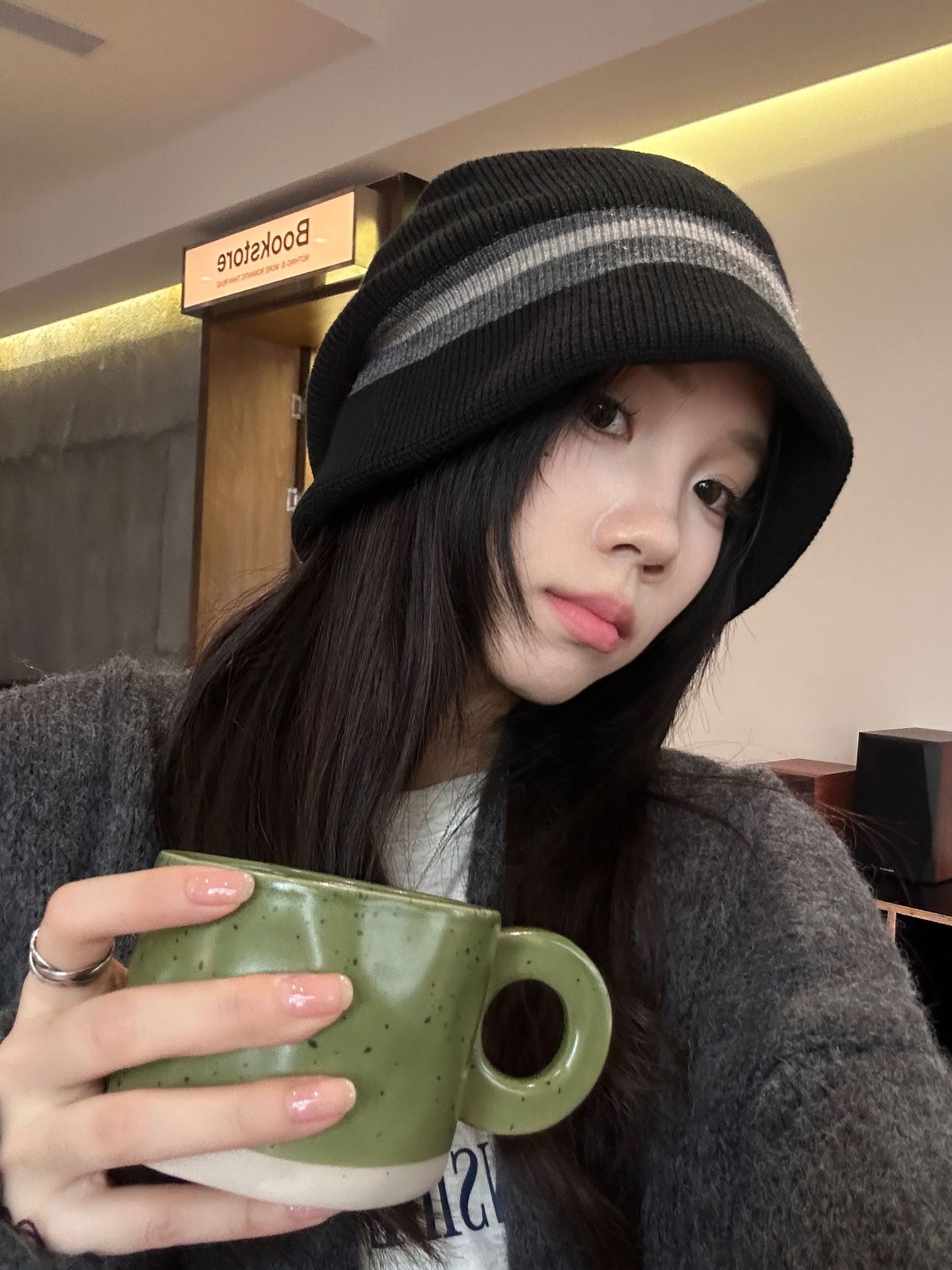 秋季新款韩版ins撞色针织渔夫帽保暖条纹毛线帽大板显脸小堆堆帽详情4