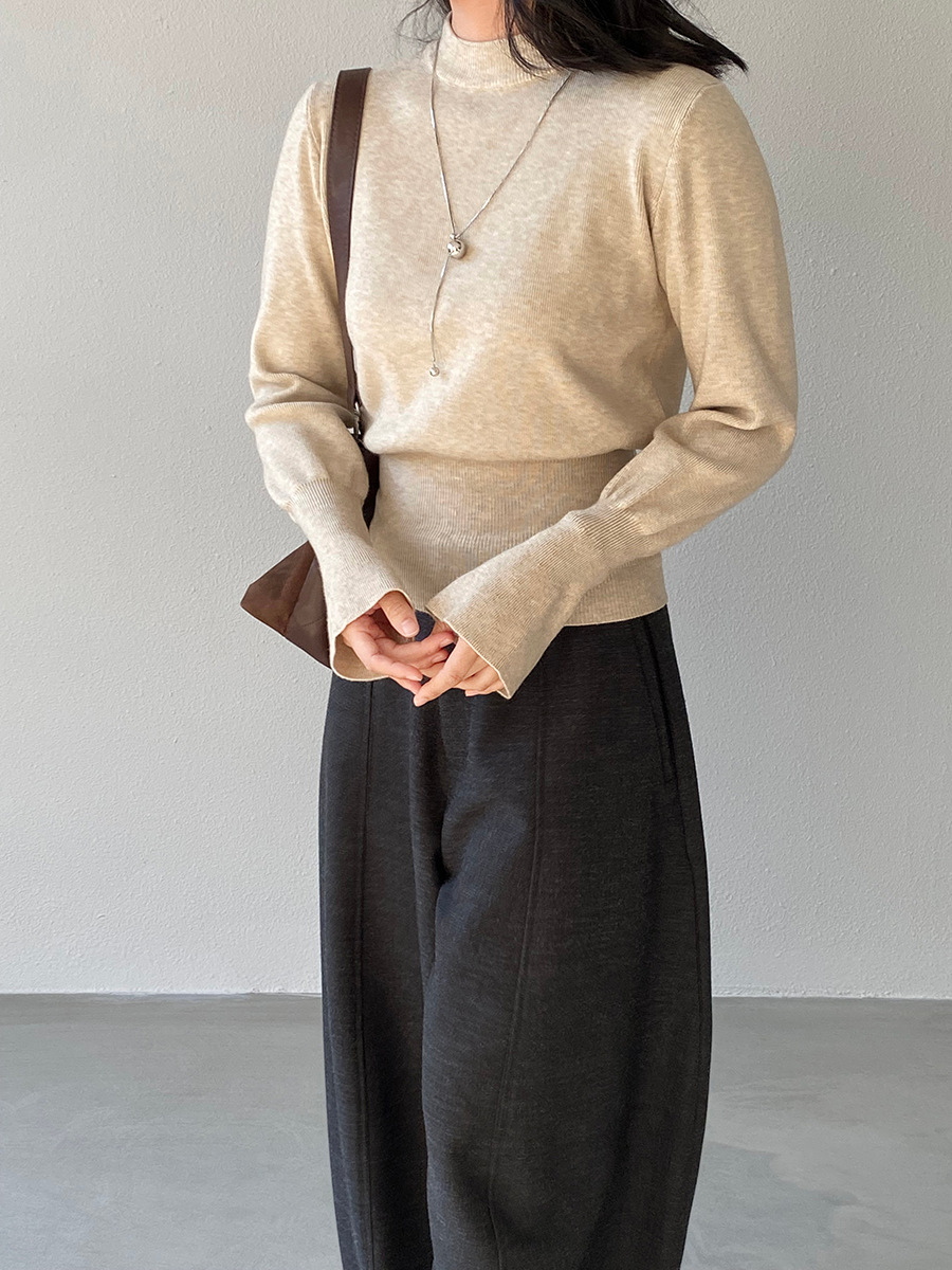 Jiangzuo [Winter Daylight] Korean-style semi-high neck flared sleeve knitted sweater for women to slim their waisted waist in winter 3012 pic 26