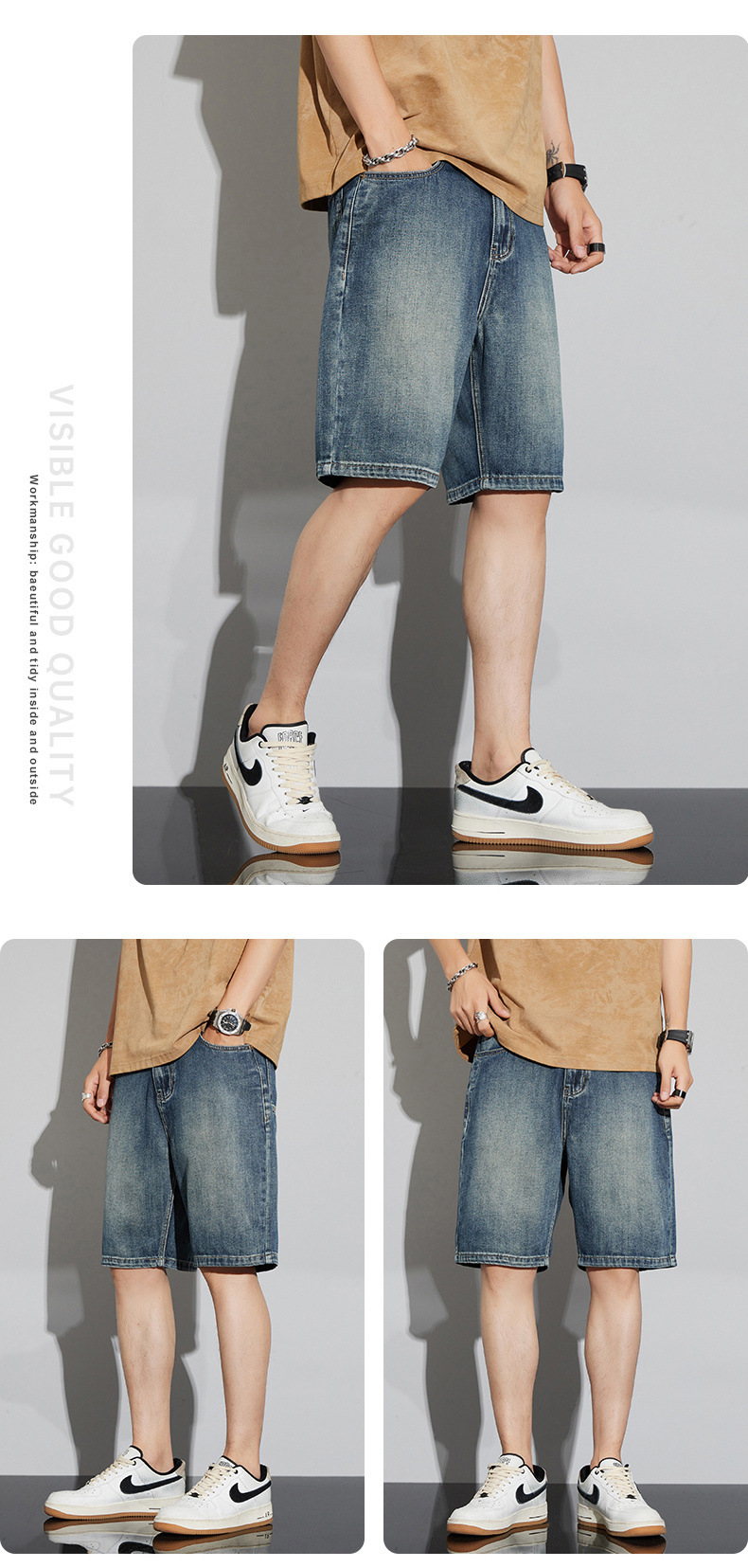 牛仔短裤男夏季潮牌短袖男装男士五分裤男生破洞衣服男款裤子详情29