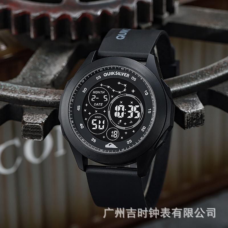QIKSILVER唛新品男士科技电子表多功能防水夜光潮流学生电子手表详情13
