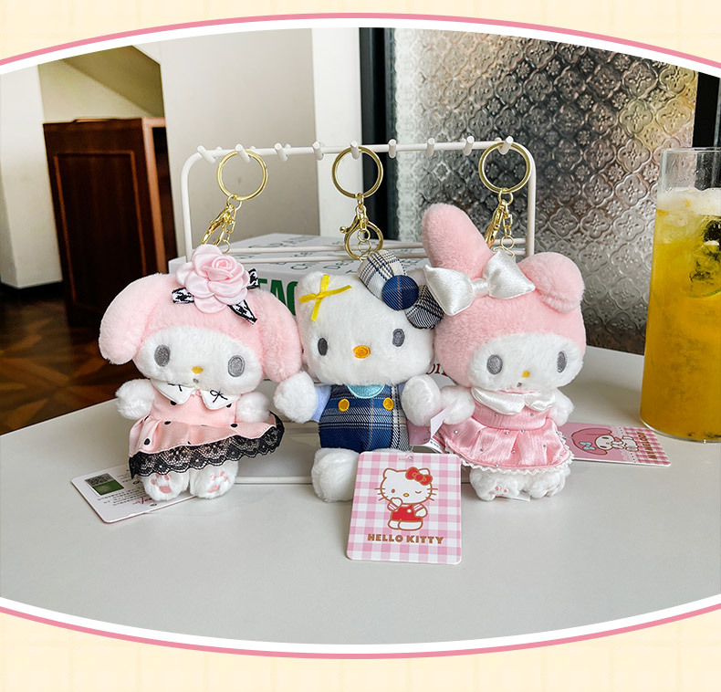正版三丽鸥hellokitty毛绒挂件kt凯蒂猫小玩偶公仔钥匙扣书包挂饰详情23
