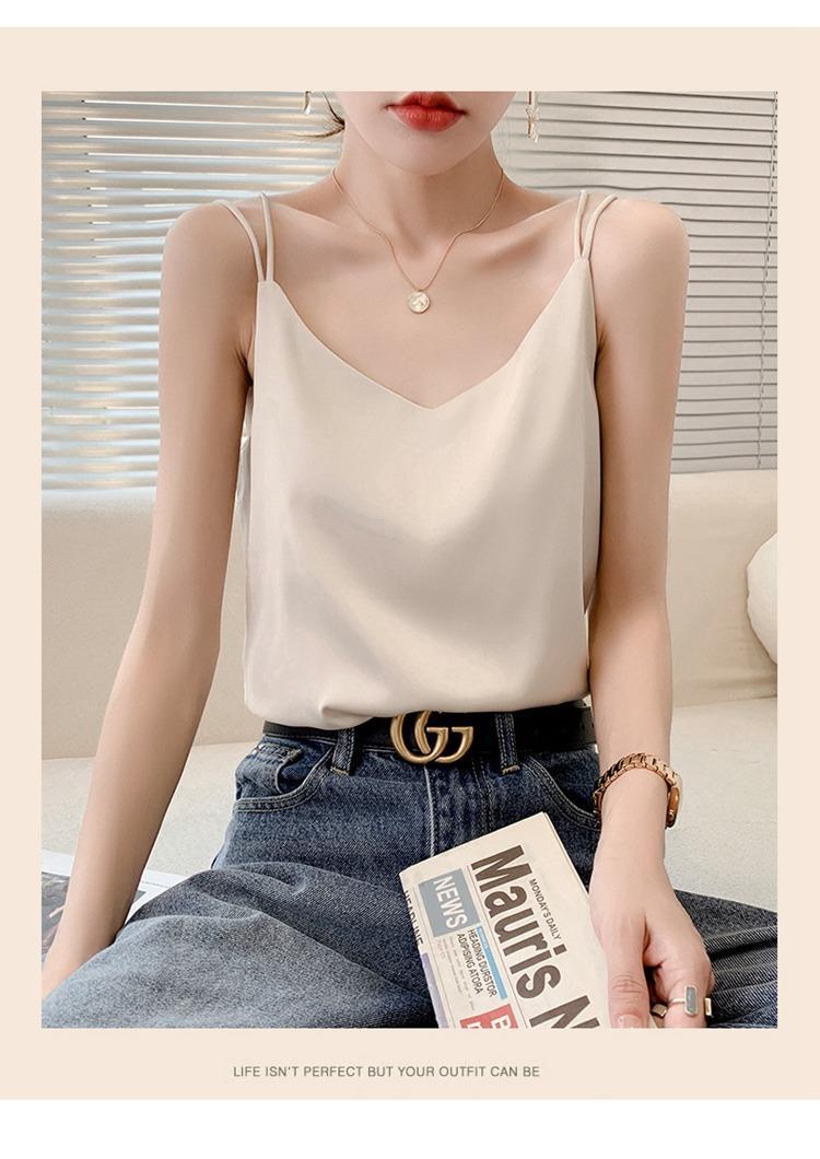 2025年吊带背心女内搭白色美背醋酸仿真丝上衣缎面夏西装仿打底衫详情19