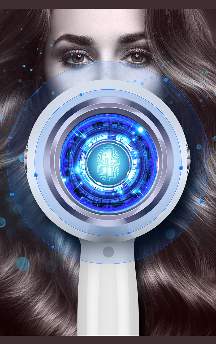 German hairstylist hair dryer, hair salon, high-power household strong air cooling, hot air, blue light negative ion hair care roll pic 7