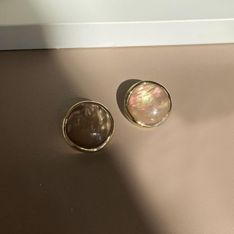 S925 Silver needle stud earrings for women, retro Hong Kong-style round glass earrings, simple earrings, high-end, gentle and elegant earrings pic 54