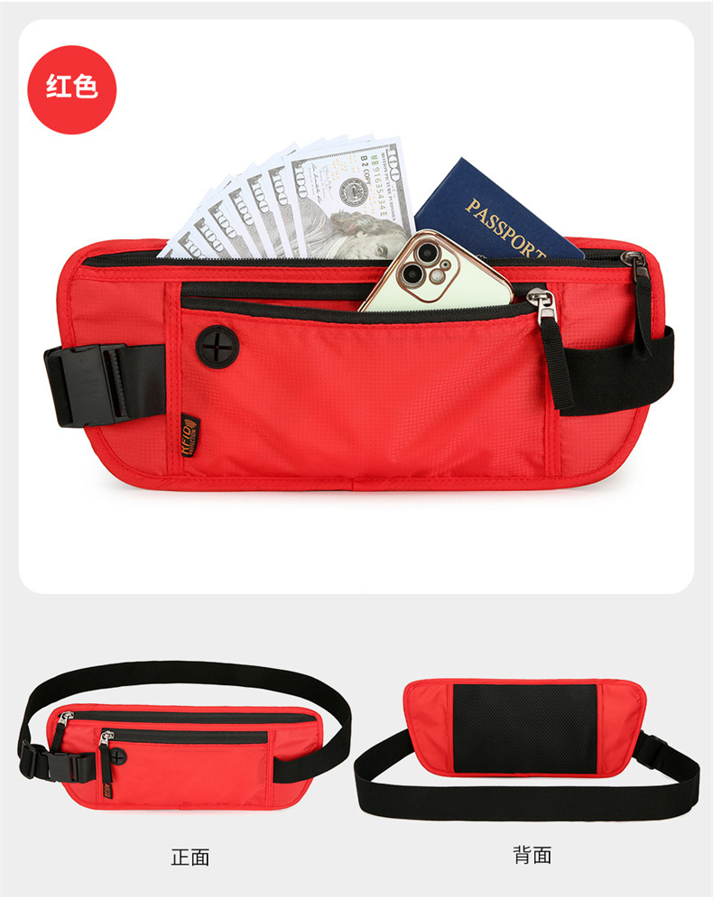2024新款手机护照证件包腰包贴身防盗刷RFID防水防盗超薄手机腰包详情13