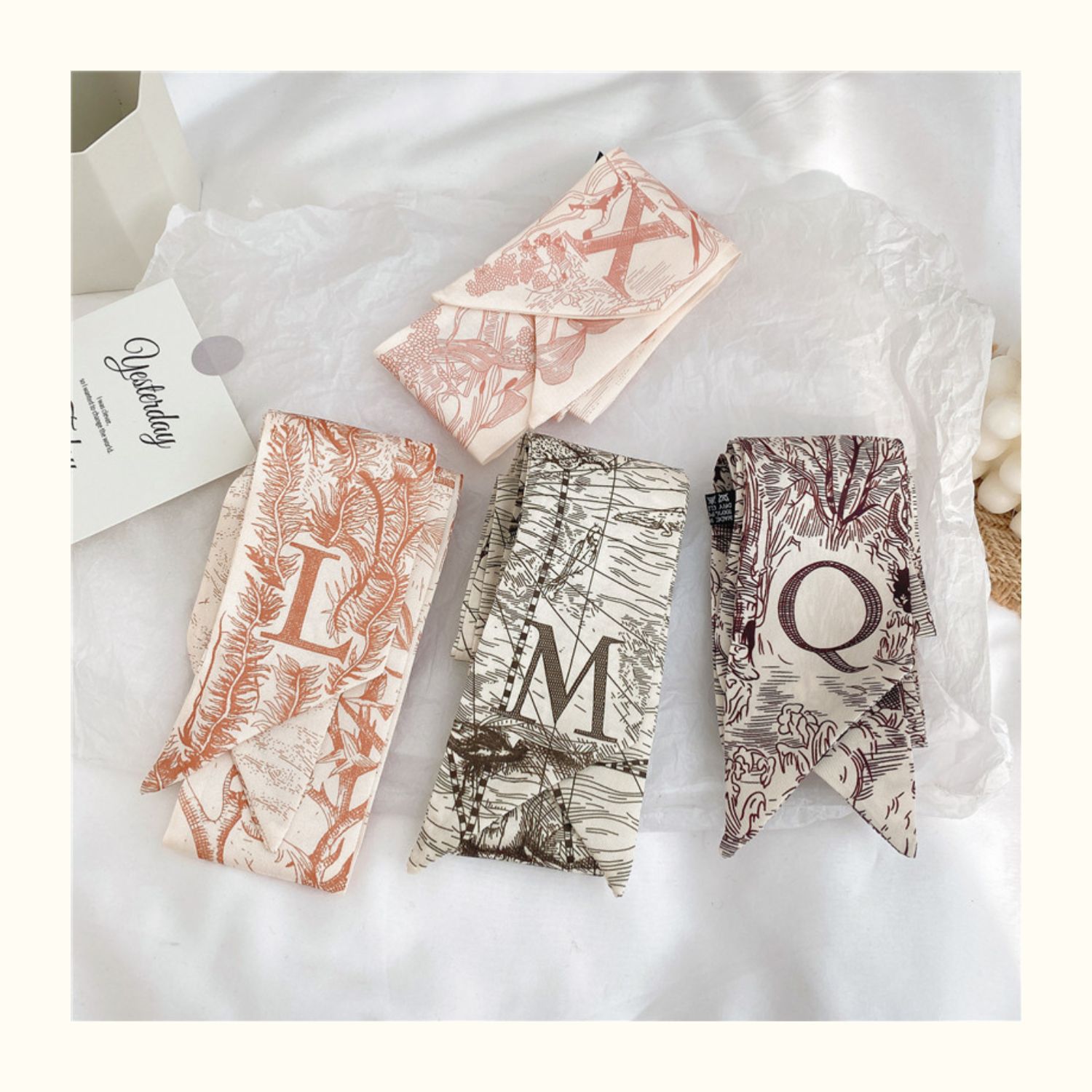 字母长条小丝巾绑发丝带高级感红色系领巾喜糖盒搭配结婚伴手礼详情29