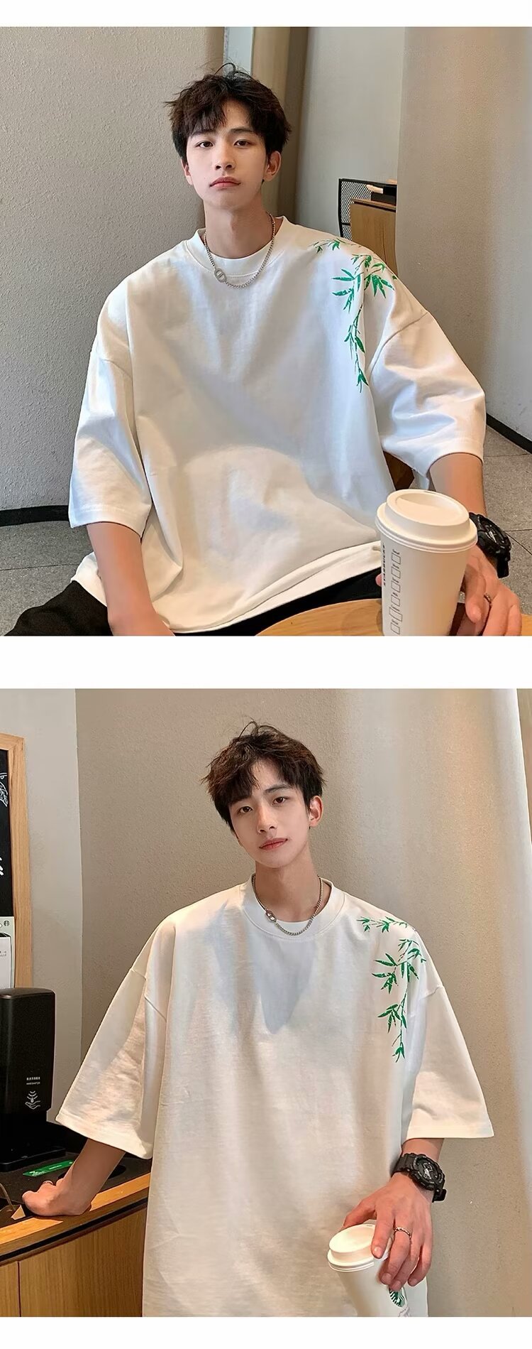 2024 bambú bordado manga corta camiseta verano nueva versión coreana holgada tendencia versátil casual hombre top moda nacional pic 17