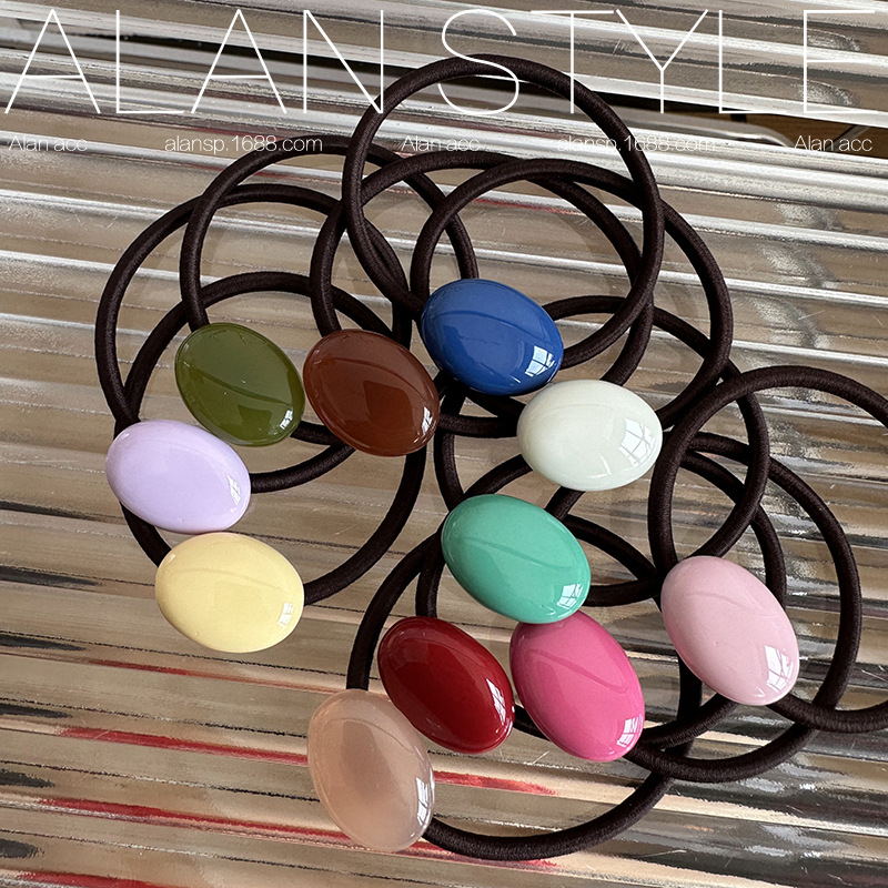 彩色小糖果~韩国春夏树脂椭圆小发圈 法式少女可爱头绳发绳橡皮筋详情2