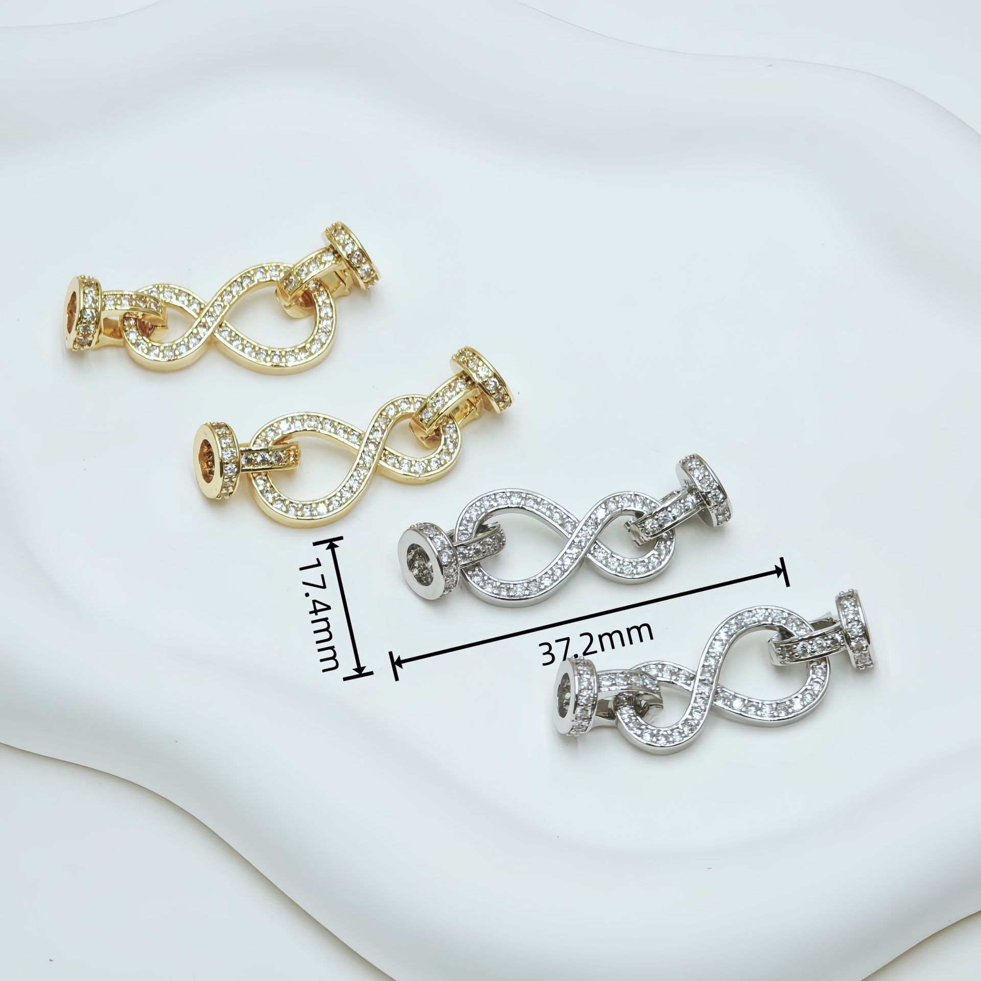 Wholesale of diy handcrafted accessories for 18k classic necklaces and bracelets with micro-inlaid white stone color retention and real gold plating pic 10