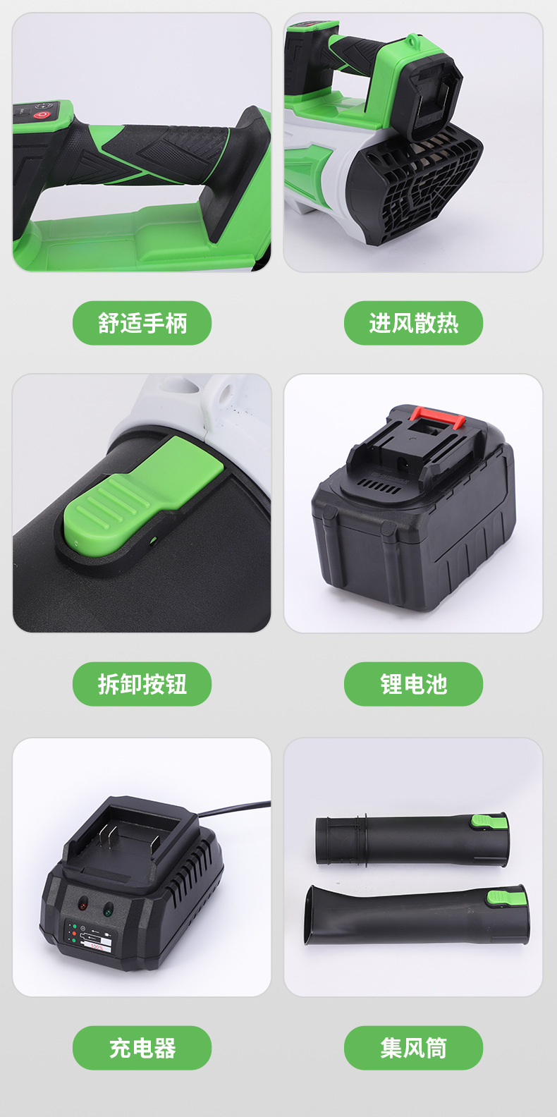 跨境新款大功率锂电暴风机充电式手持工业吹风机吹叶吹雪鼓风机详情12