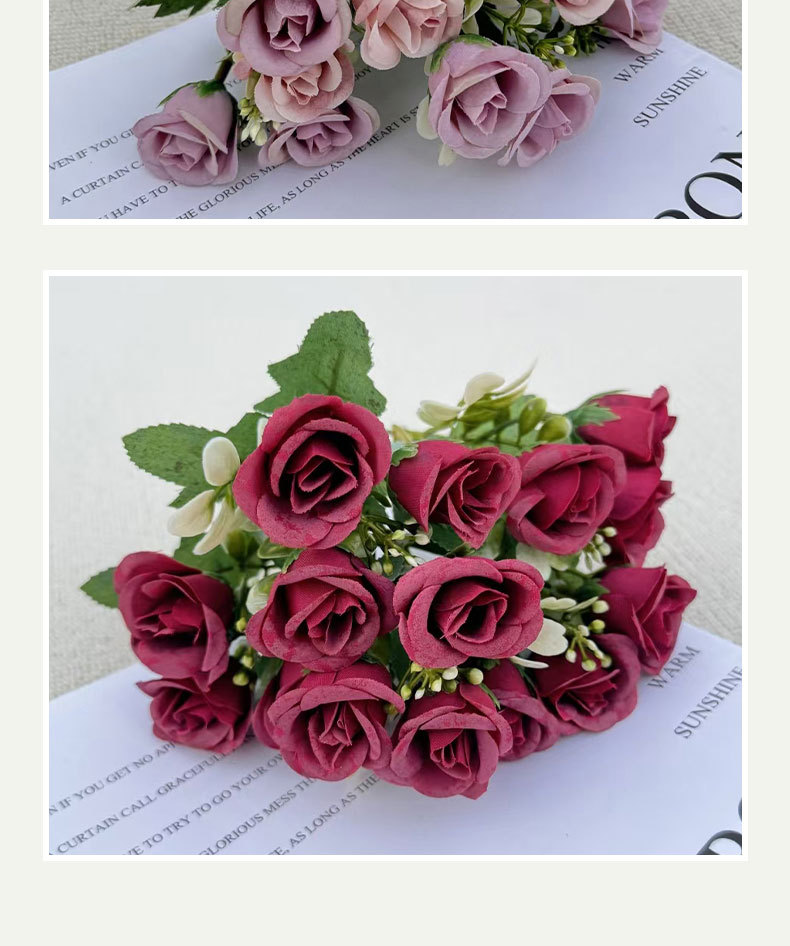 仿真花迷你小玫瑰把束手捧花居家婚礼室内客厅装饰布置造景假花详情7