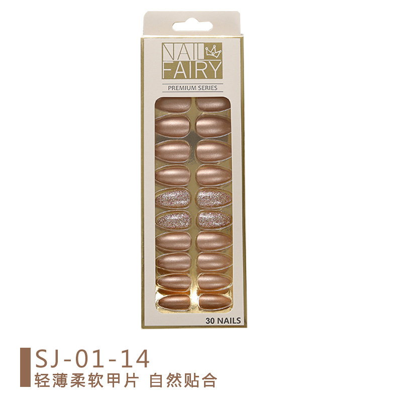 Cross-border new product: Metallic color reusable nail art pieces, 24-piece box set, fake nail finished nail art patches pic 8