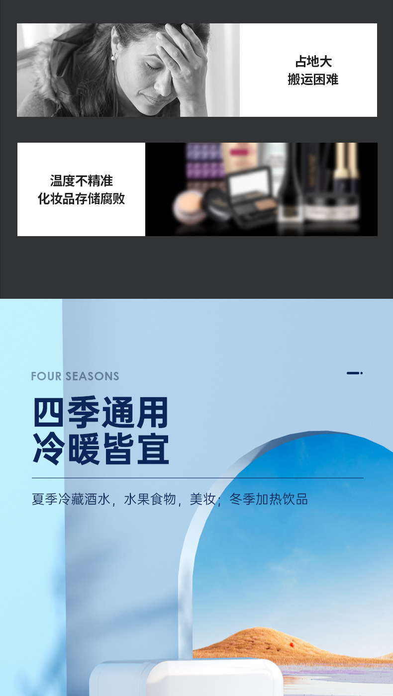 Car refrigerator, small mirror beauty refrigerator, mask refrigeration, heating and preservation. Car dual-purpose small refrigerator for one person pic 4