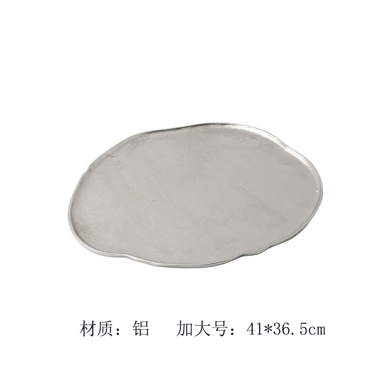 印度进口铝制银色不规则浅边水果盘零食坚果收纳托盘茶盘摆件装饰详情28