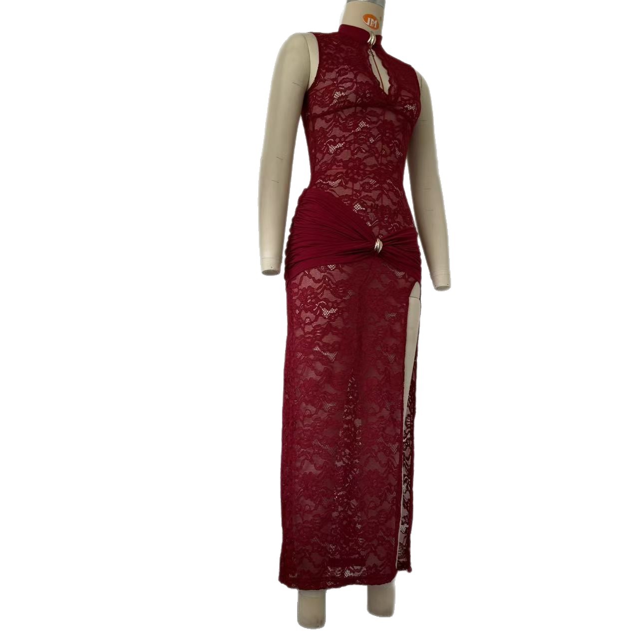 A new sexy and fashionable lace cutout high-slit figure-hugging sleeveless dress that is selling well in cross-border trade between Europe and America for women pic 22