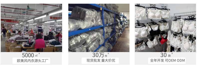 跨境蕾丝内衣内裤套装女纯欲风聚拢胸罩性感红色透气薄款大码文胸详情2