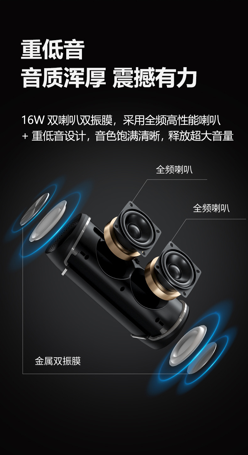 2026 new wireless Bluetooth speaker with RGB light, bass, high power, outdoor portable fabric waterproof speaker pic 11