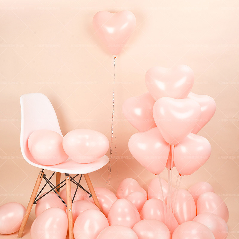 Macaron heart-shaped balloons for the Qixi Festival confession, wedding decoration, birthday party, cute girl atmosphere, and non-toxic pic 11
