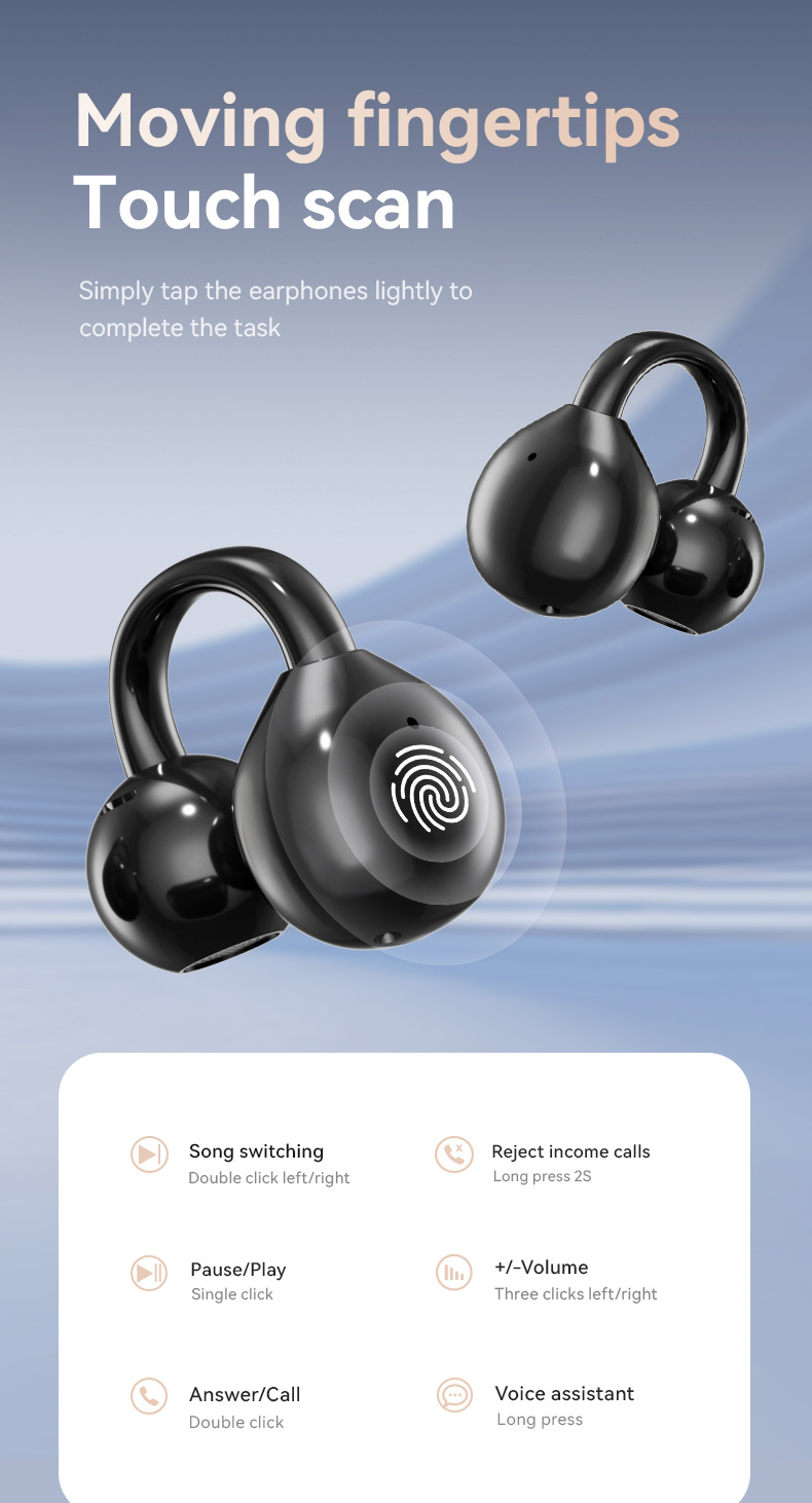 New color screen simultaneous translation Bluetooth headphones, ultra-long battery life, ear-clip wireless Bluetooth headphones with screen 5.4 factory price pic 15