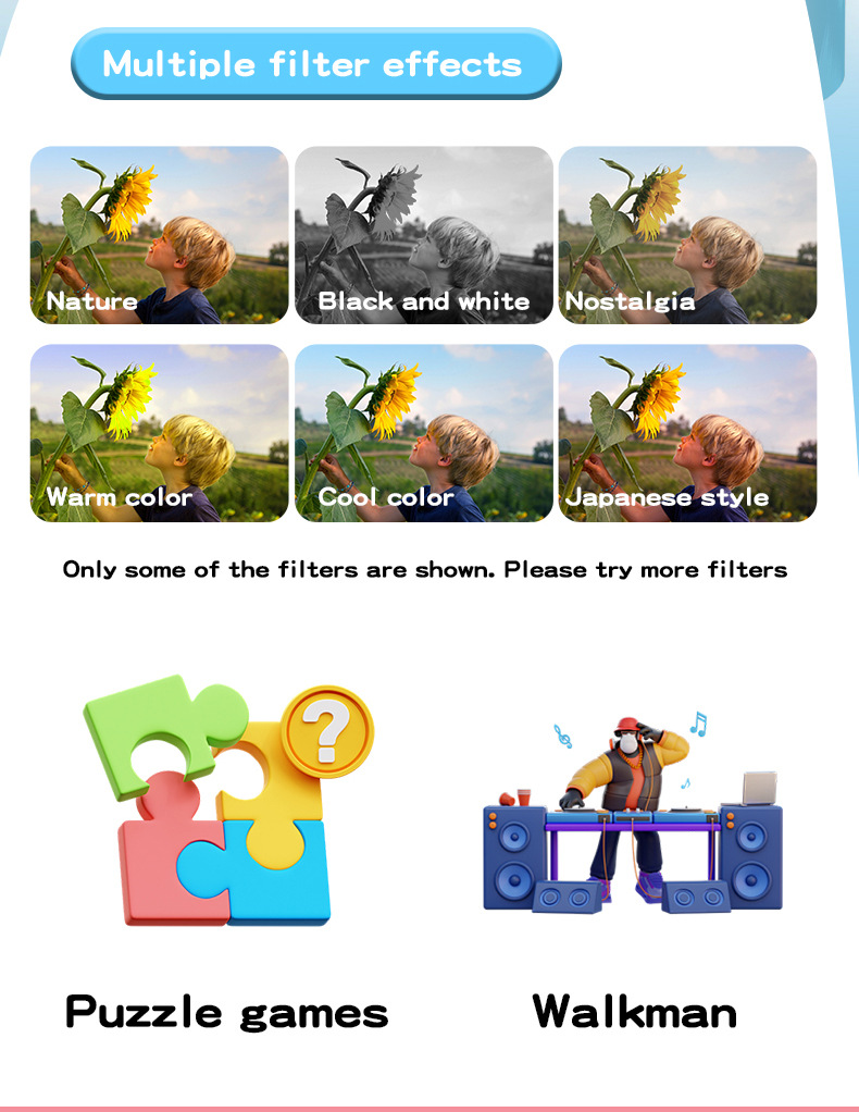 Y300拍立得便携式热敏打印相机可照相录像儿童玩具礼物即拍即出片详情12