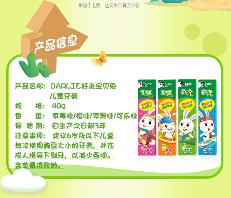 好来原黑人宝贝兔儿童牙膏40g四种口味可选含钙含氟防蛀代发批发详情11
