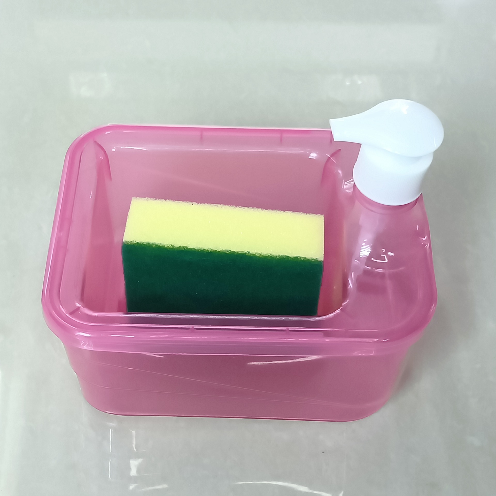 跨境厨房清洁洗洁精加液器按压自动皂液器出液盒洗碗刷组合给皂器详情7