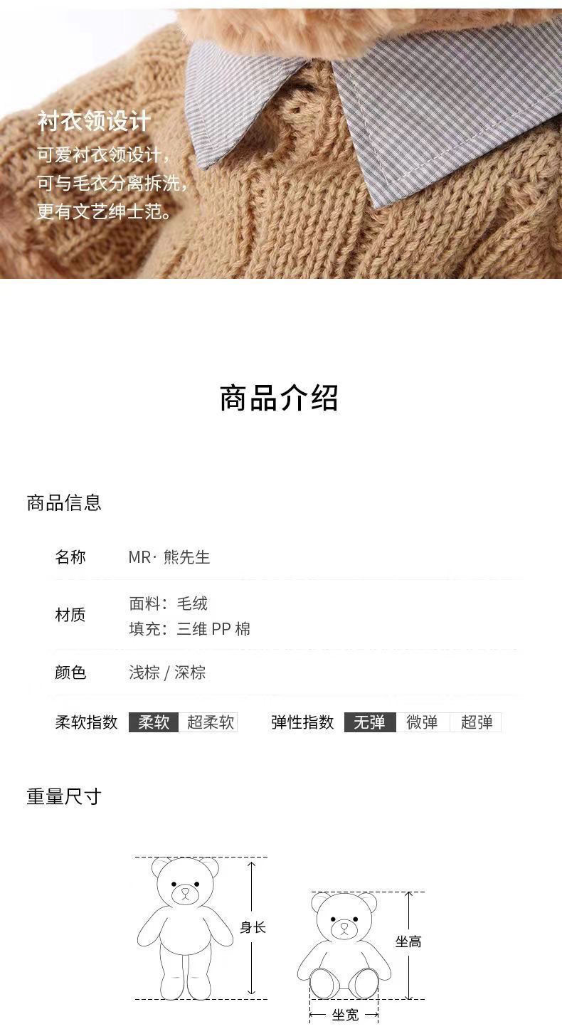 网红泰迪熊毛绒玩具公仔玩偶抱抱小熊情人节礼物网红花束衬衣小熊详情3