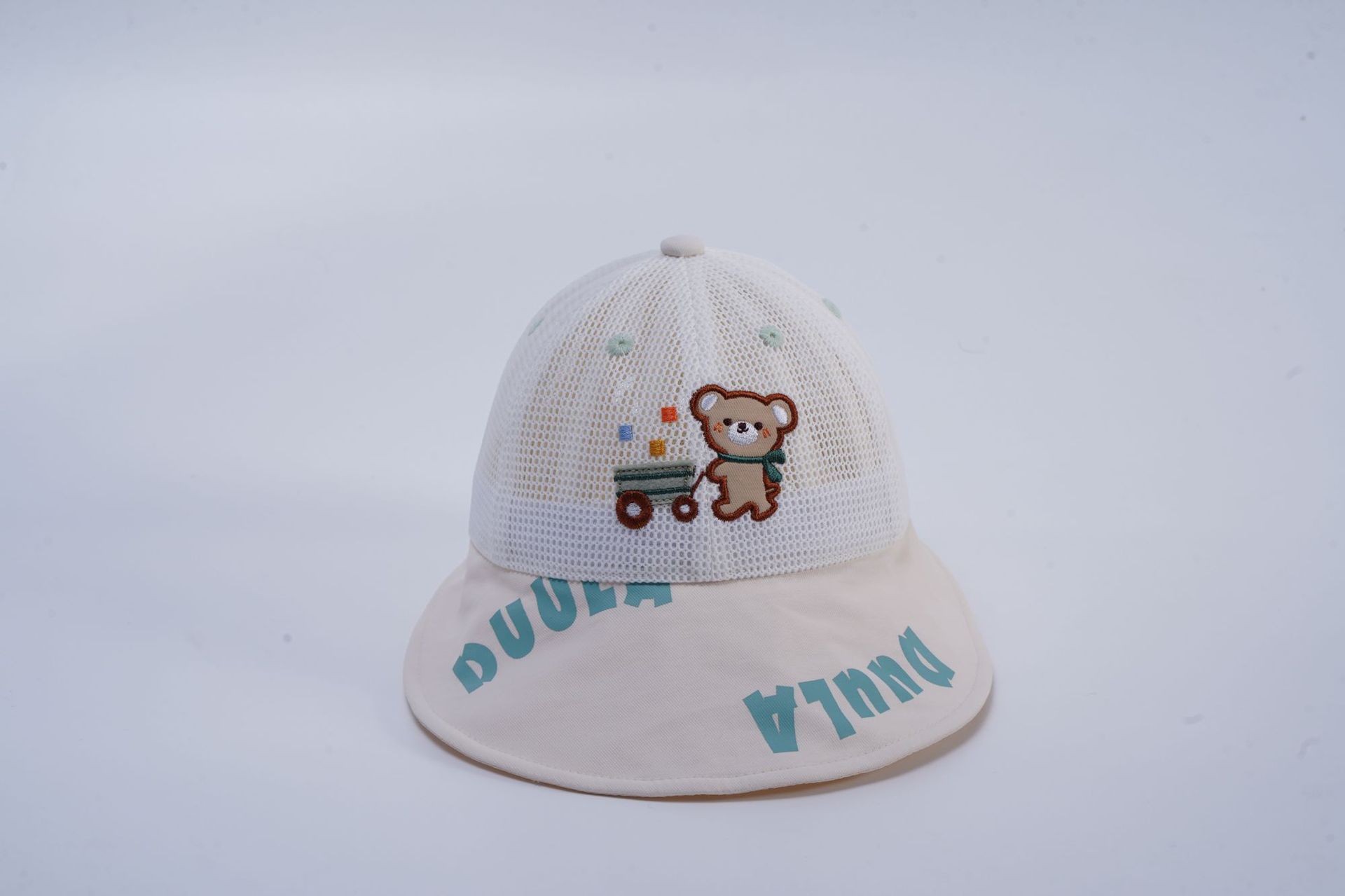 儿童防晒帽夏季新款卡通小熊网眼遮阳透气大檐太阳鸭舌棒球盆帽详情8