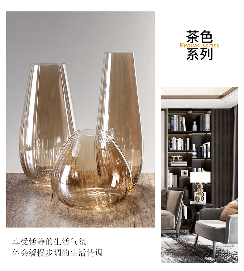 莱克斯无铅水晶大号花瓶欧式简约风透明高透客厅水培干花装饰摆件详情14