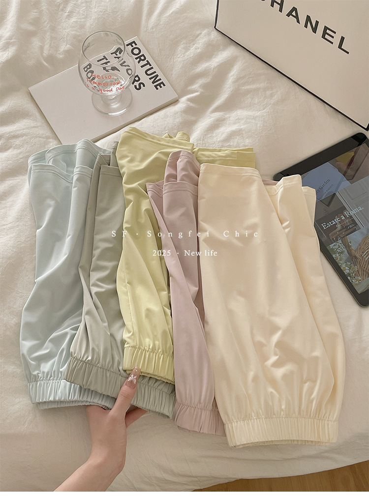 A two-piece set of casual wear for women in the original color ice leather, a summer pajama set with a cool and contrasting color, featuring new short-sleeved shirts and shorts pic 4
