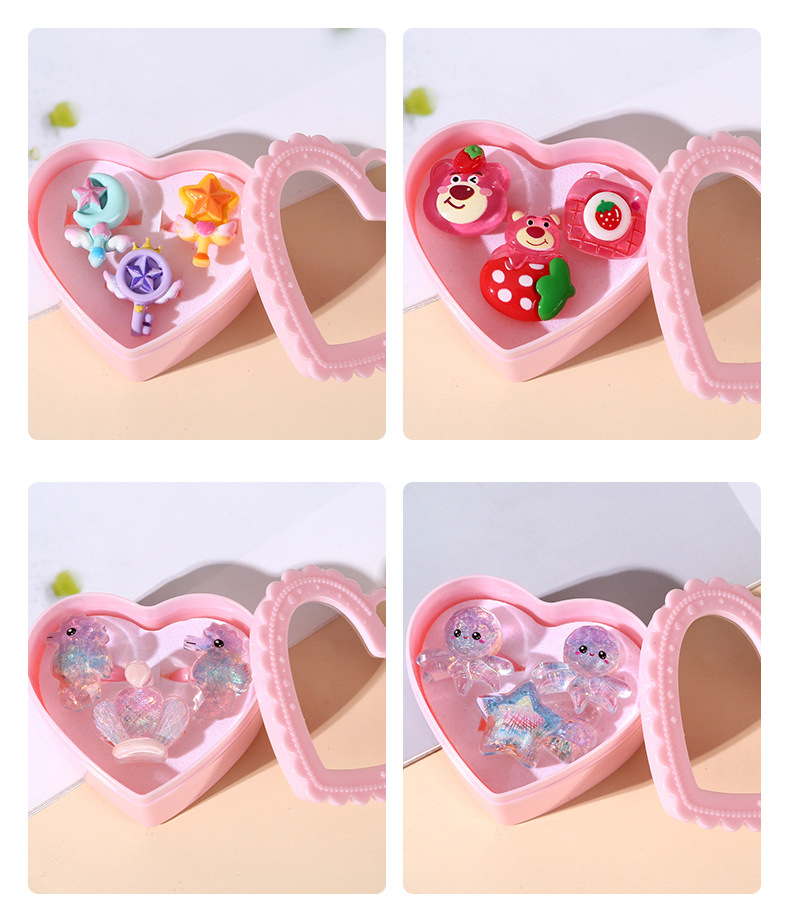 新品儿童戒指美人鱼造型一盒女童手饰套装小女孩装扮玩具戒指详情6