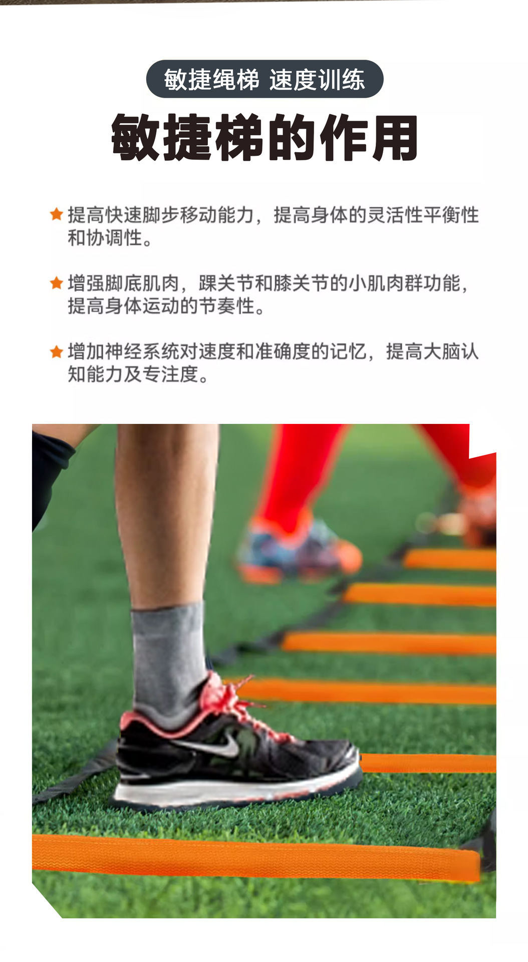 蝴蝶敏捷梯可折叠可收纳拼接敏捷梯足球体能训练步伐训练软梯详情2