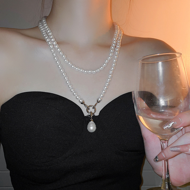 Irregular long pearl necklace, French light luxury style, sweater chain, niche simple and high-end necklace wholesale for women pic 46