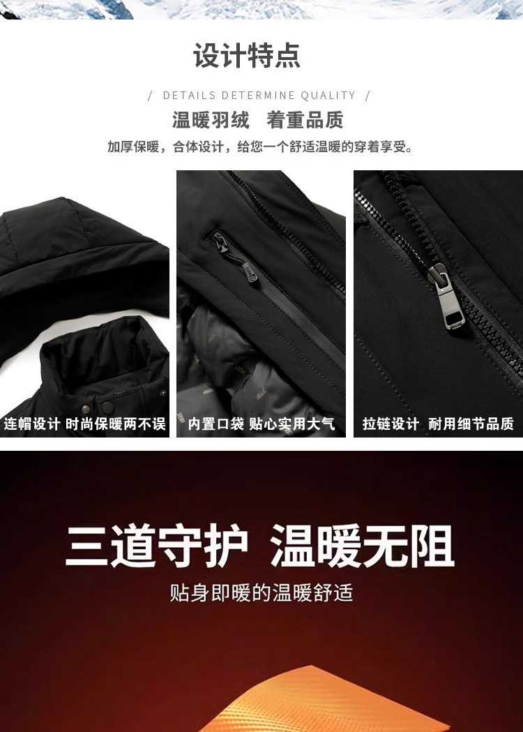中年男士冬季新款羽绒服连帽脱卸内胆爸爸装加厚保暖休闲羽绒外套详情2